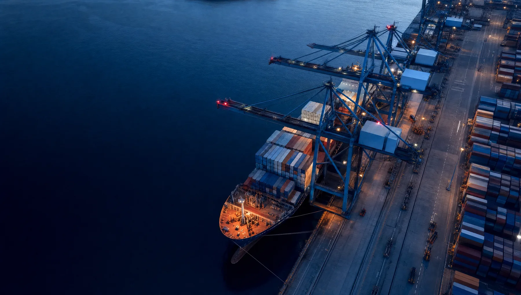 Container port operations viewed from the water